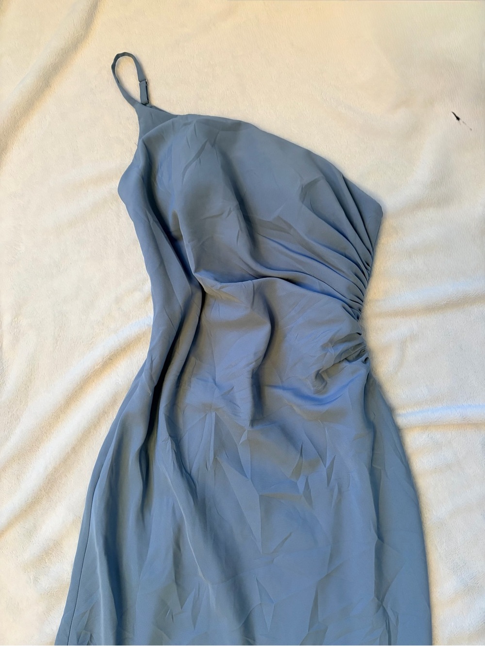 Revelry Jade Crepe One-Shoulder Bridesmaid Gown | Wedding Guest Formal Dres Blue - Picture 9 of 16